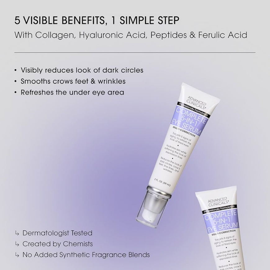 Advanced Clinicals – Complete 5 in 1 Eye Serum Multi-Correction – 59ml