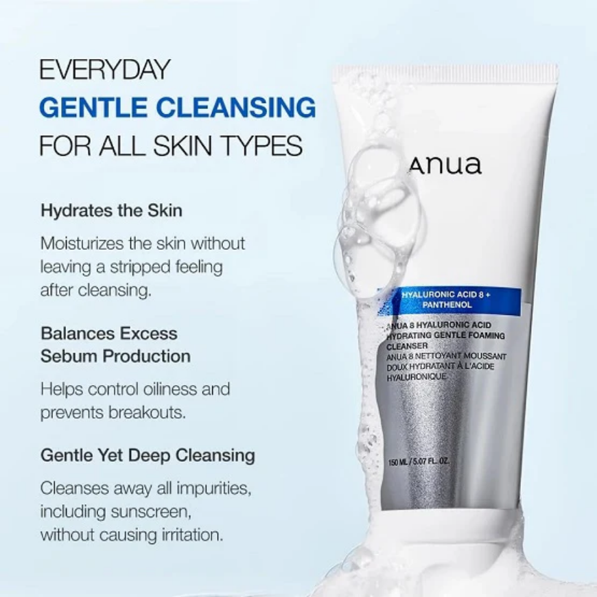 Anua – 8 Hyaluronic Acid Hydrating Gentle Foaming Cleanser – 150ml