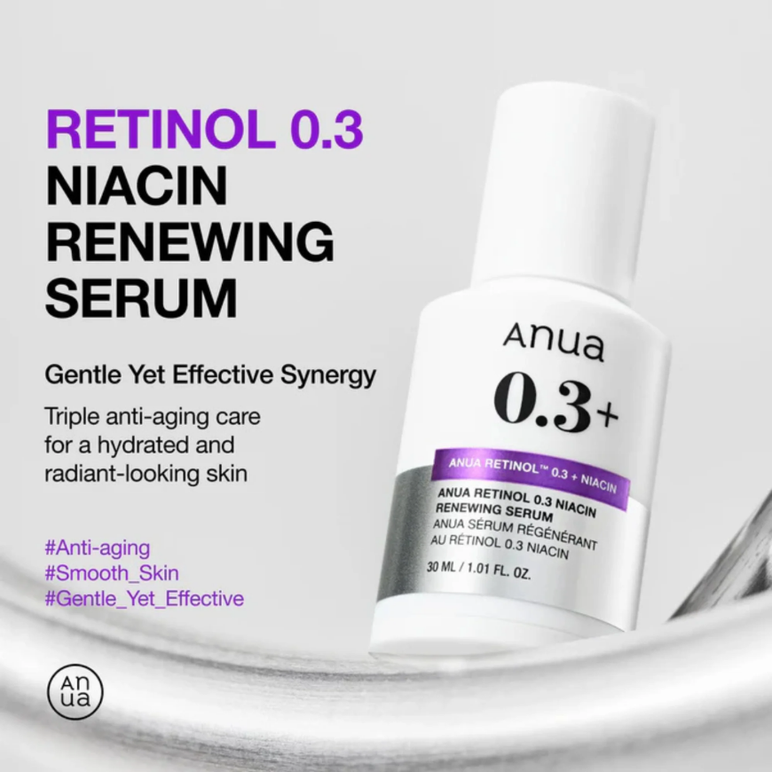 Anua – Nano Retinol 0.3% + Niacin Renewing Serum 30ml