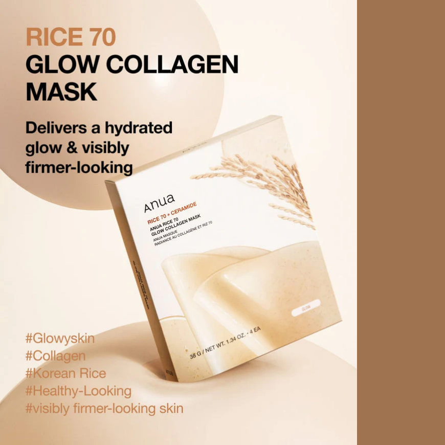 ANUA – Rice 70 Glow Collagen Mask – 1 Sheet
