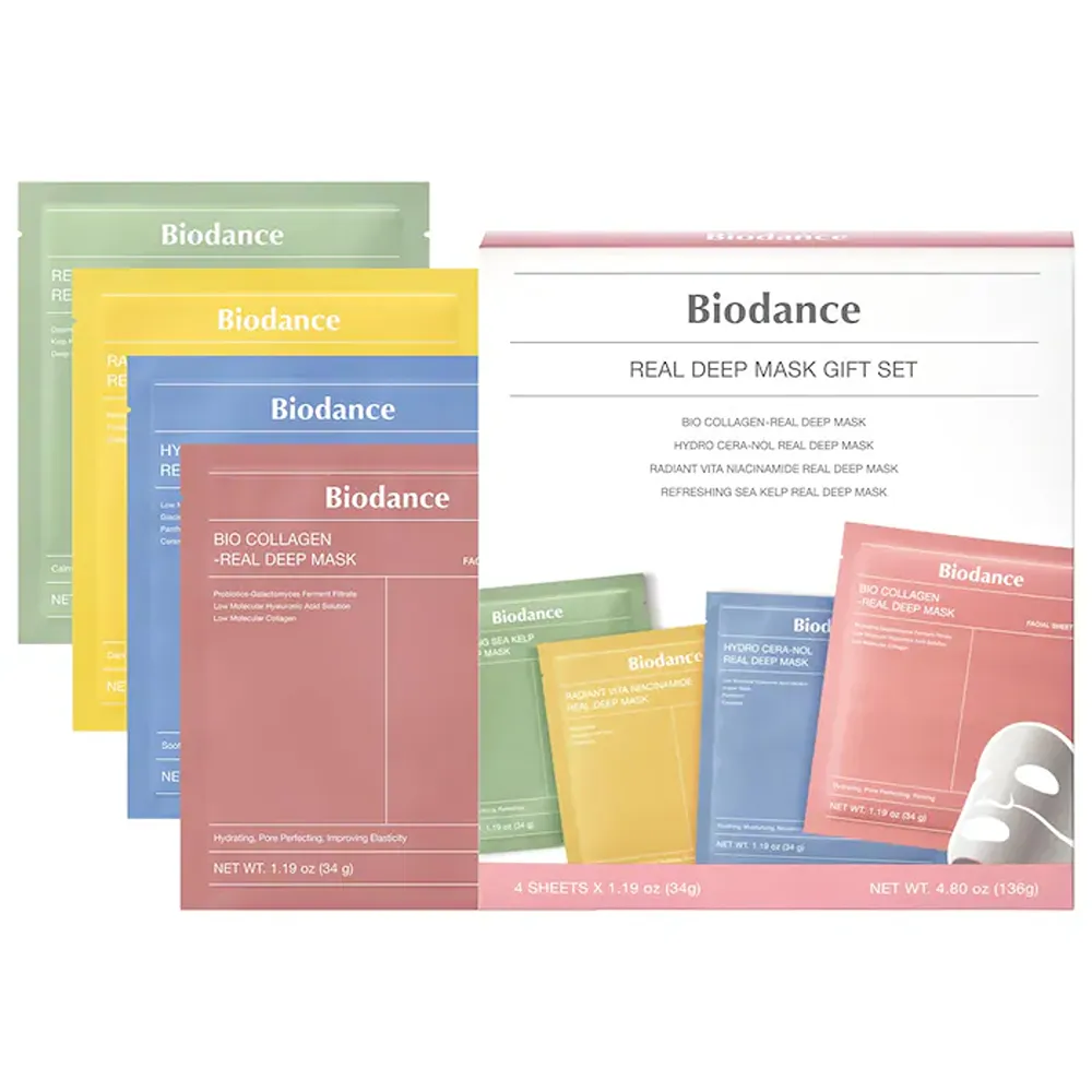 Biodance Real Deep Mask Gift Set (4 Masks for Pore Care, Hydration, Calming and Dark Spot Treatment)