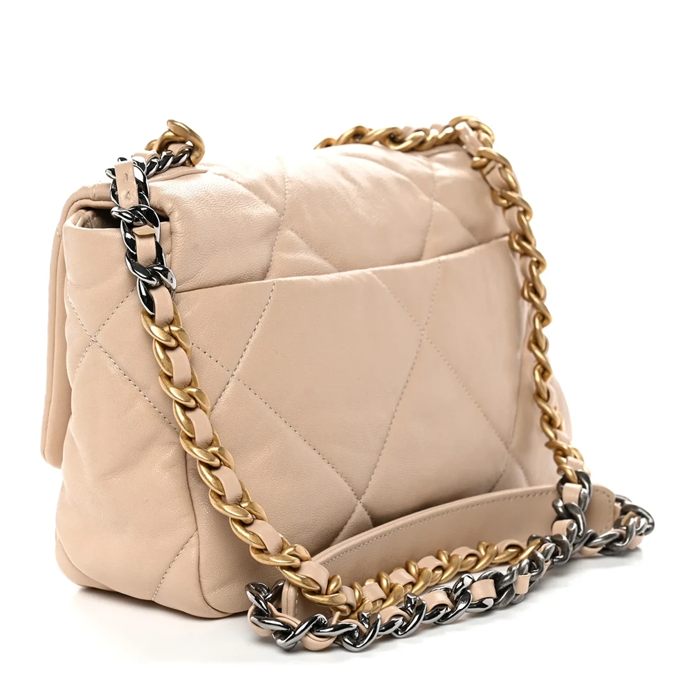 Chanel – Lambskin Quilted Medium Chanel 19 Flap Beige