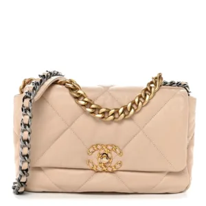 Chanel – Lambskin Quilted Medium Chanel 19 Flap Beige