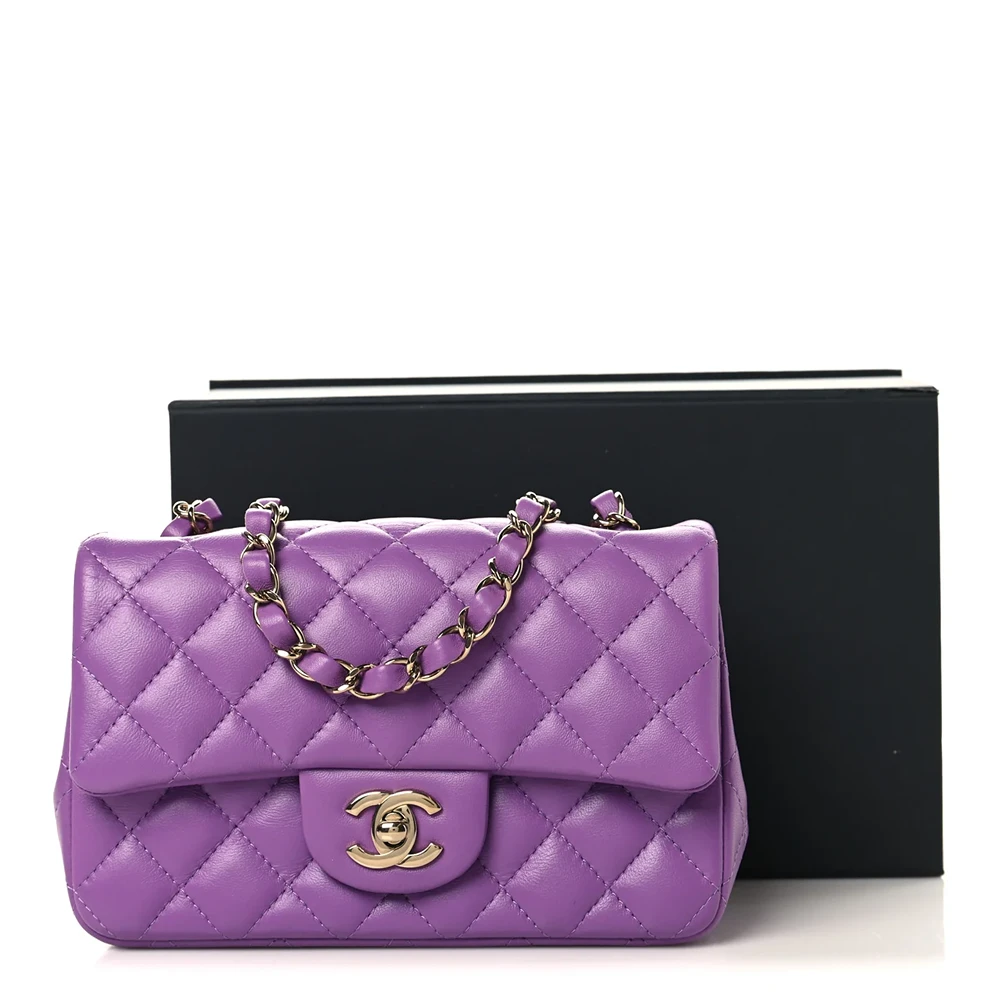 Chanel – Lambskin Quilted Mini Rectangular Flap – Purple