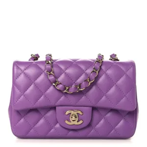 Chanel – Lambskin Quilted Mini Rectangular Flap – Purple