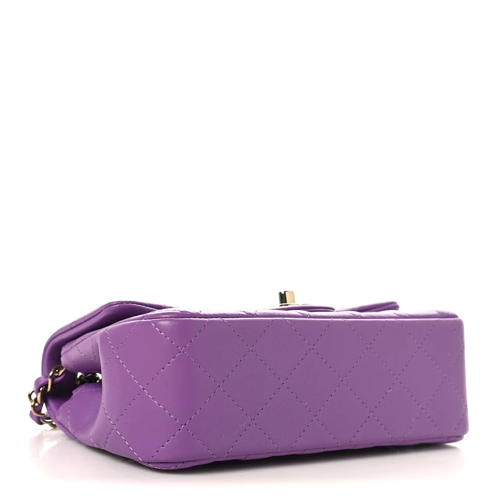 Chanel – Lambskin Quilted Mini Rectangular Flap – Purple