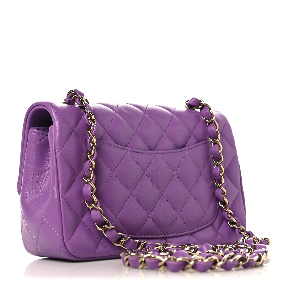 Chanel – Lambskin Quilted Mini Rectangular Flap – Purple