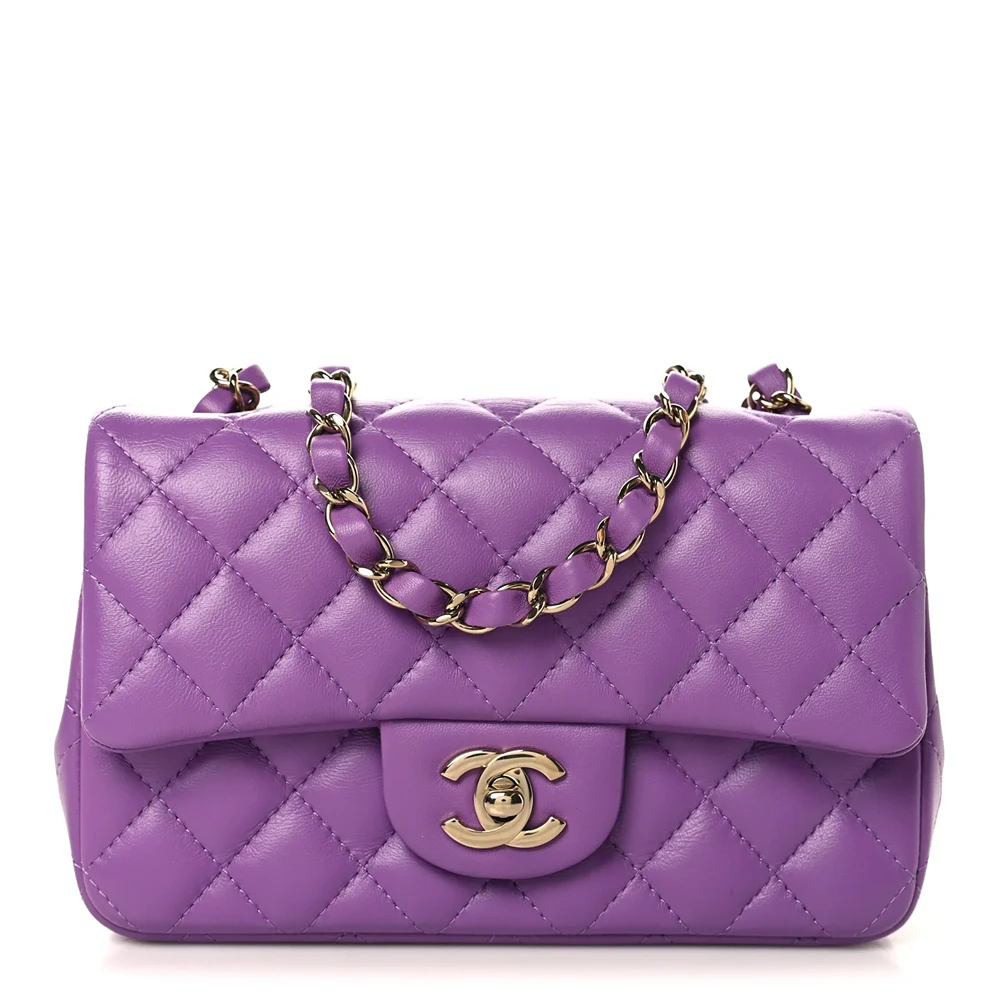 Chanel – Lambskin Quilted Mini Rectangular Flap – Purple