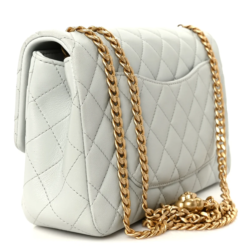 Chanel – Lambskin Quilted Small Sweet Camellia Flap – Light Blue