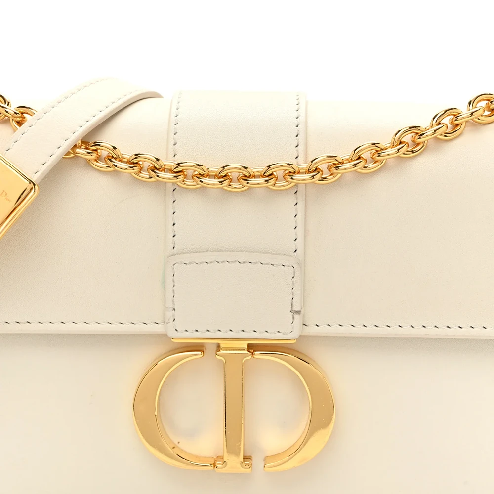 Christian Dior Calfskin 30 Montaigne East West Chain Flap Bag Off White