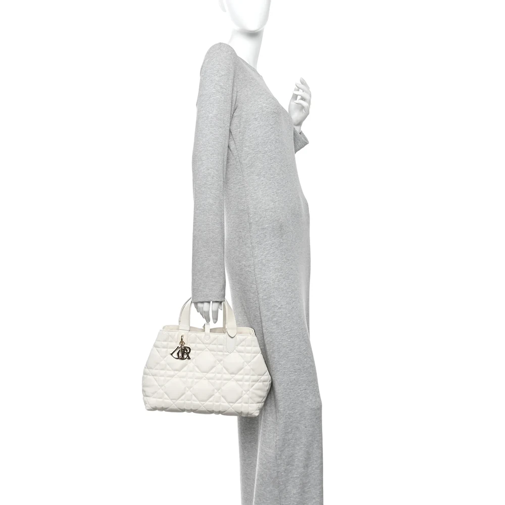 Christian Dior Calfskin Macrocannage Medium Toujours Latte