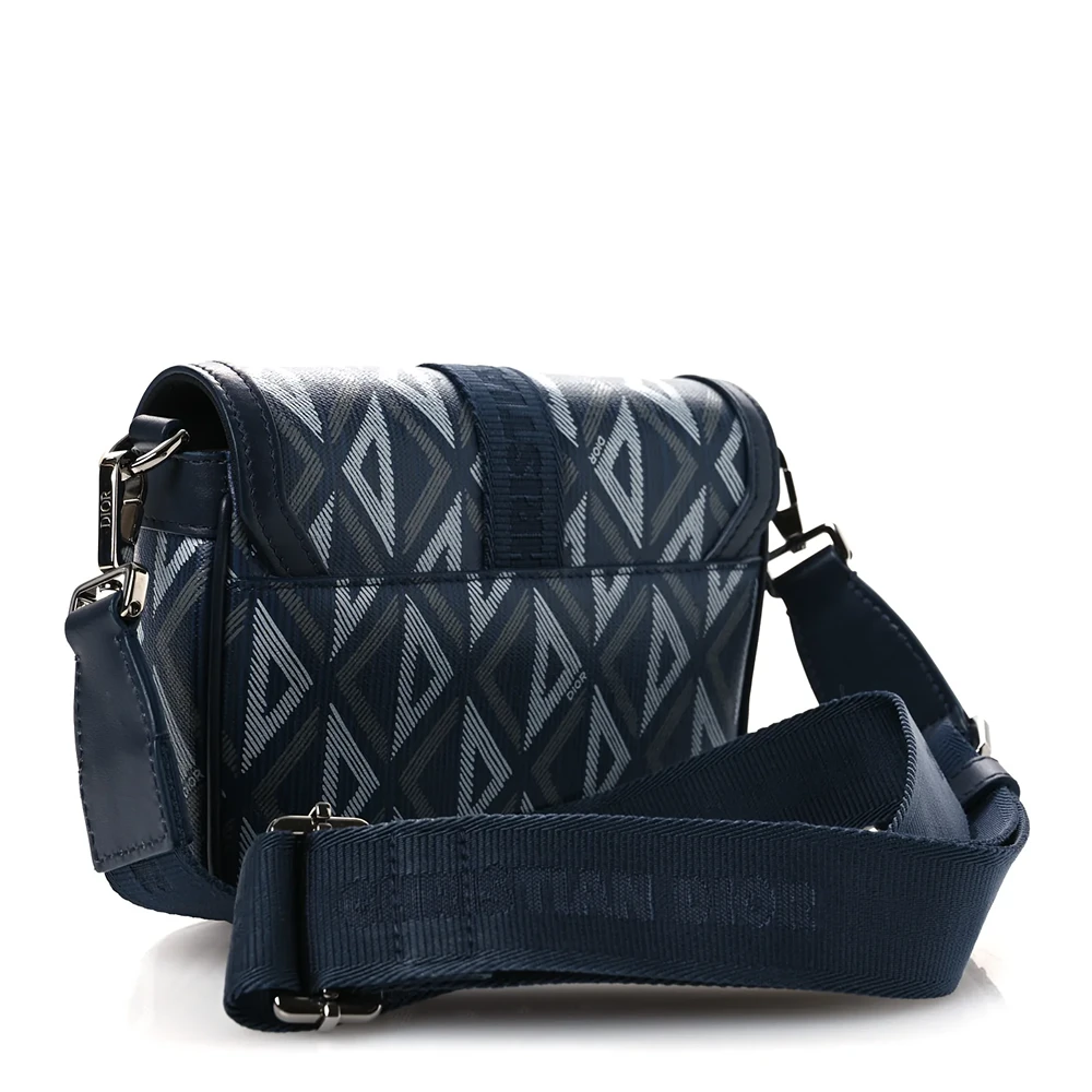Christian Dior Coated Canvas CD Diamond Mini Hit The Road Bag Navy Blue