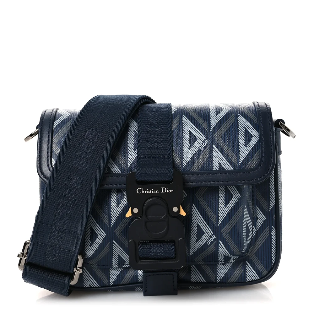 Christian Dior Coated Canvas CD Diamond Mini Hit The Road Bag Navy Blue