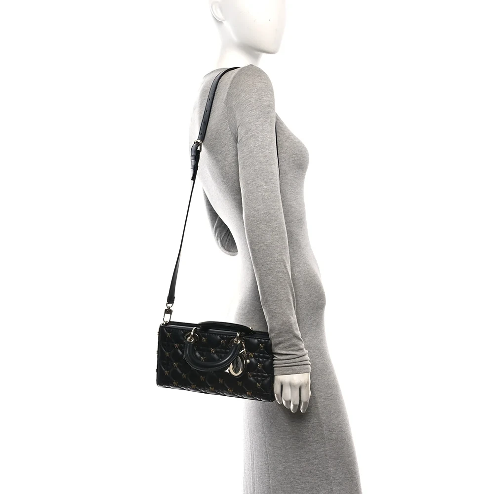 Christian Dior Lambskin Butterfly Cannage Lady D-Joy Black