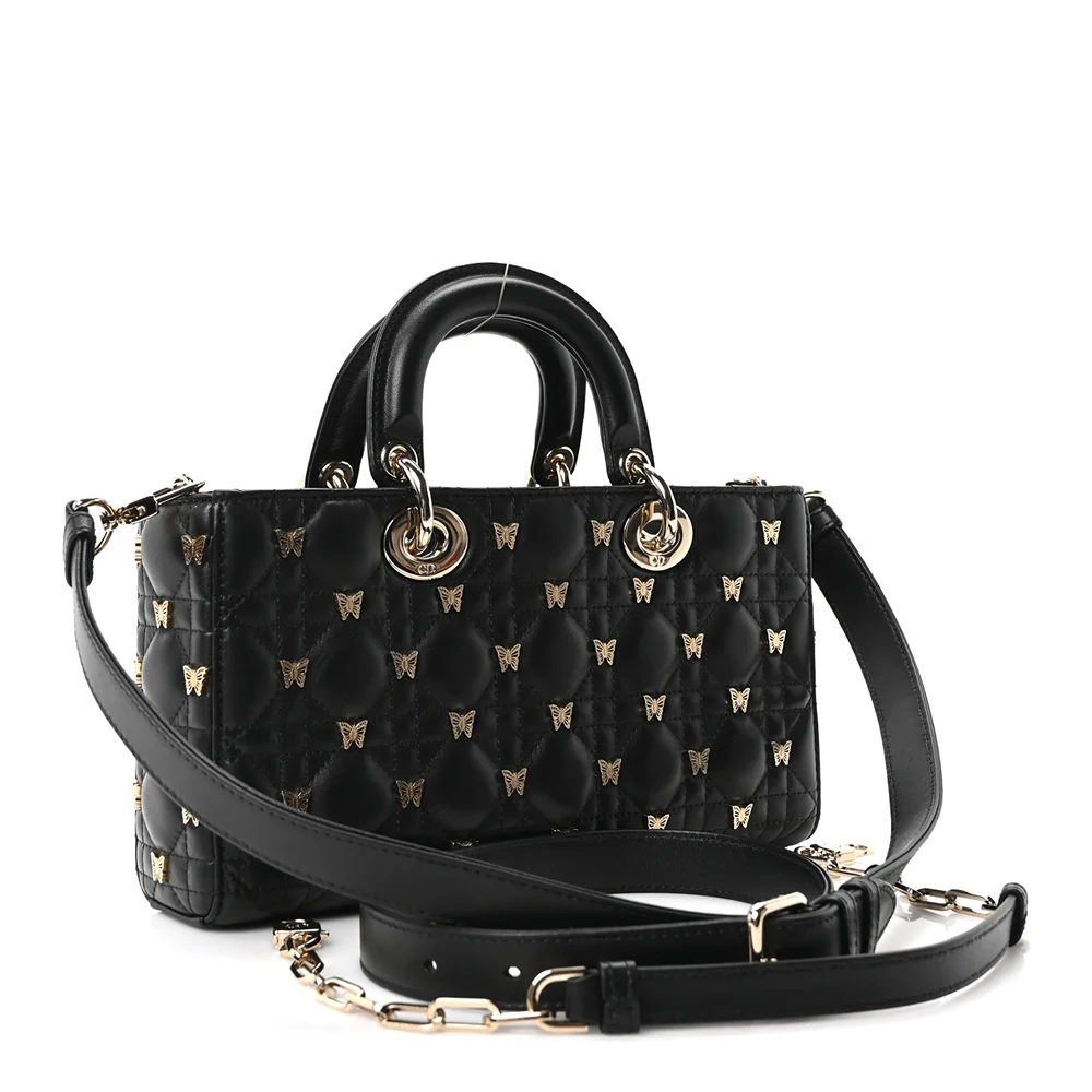 Christian Dior Lambskin Butterfly Cannage Lady D-Joy Black