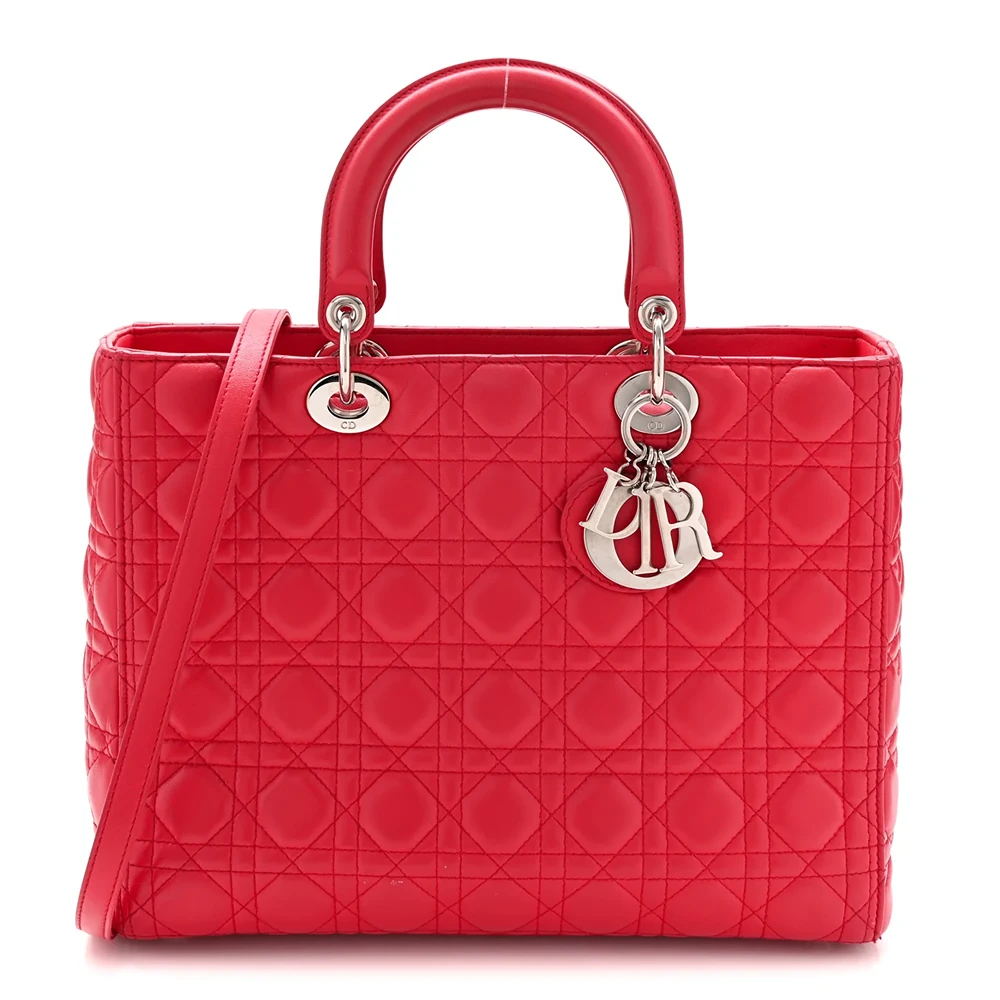 Christian Dior Lambskin Cannage Large Lady Dior Fuchsia