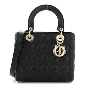 Christian Dior Lambskin Cannage Medium Lady Dior Black