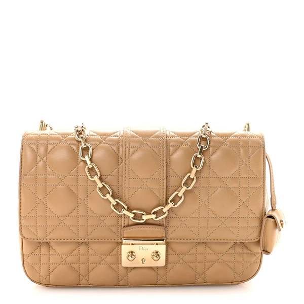 Christian Dior – Lambskin Cannage Medium Miss Dior Flap – Beige