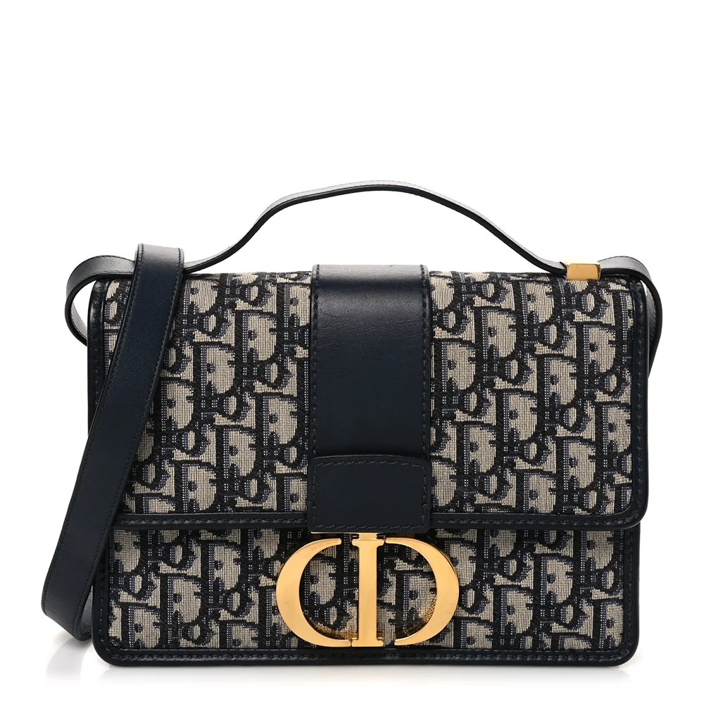 Christian Dior Oblique 30 Montaigne Flap Bag Blue