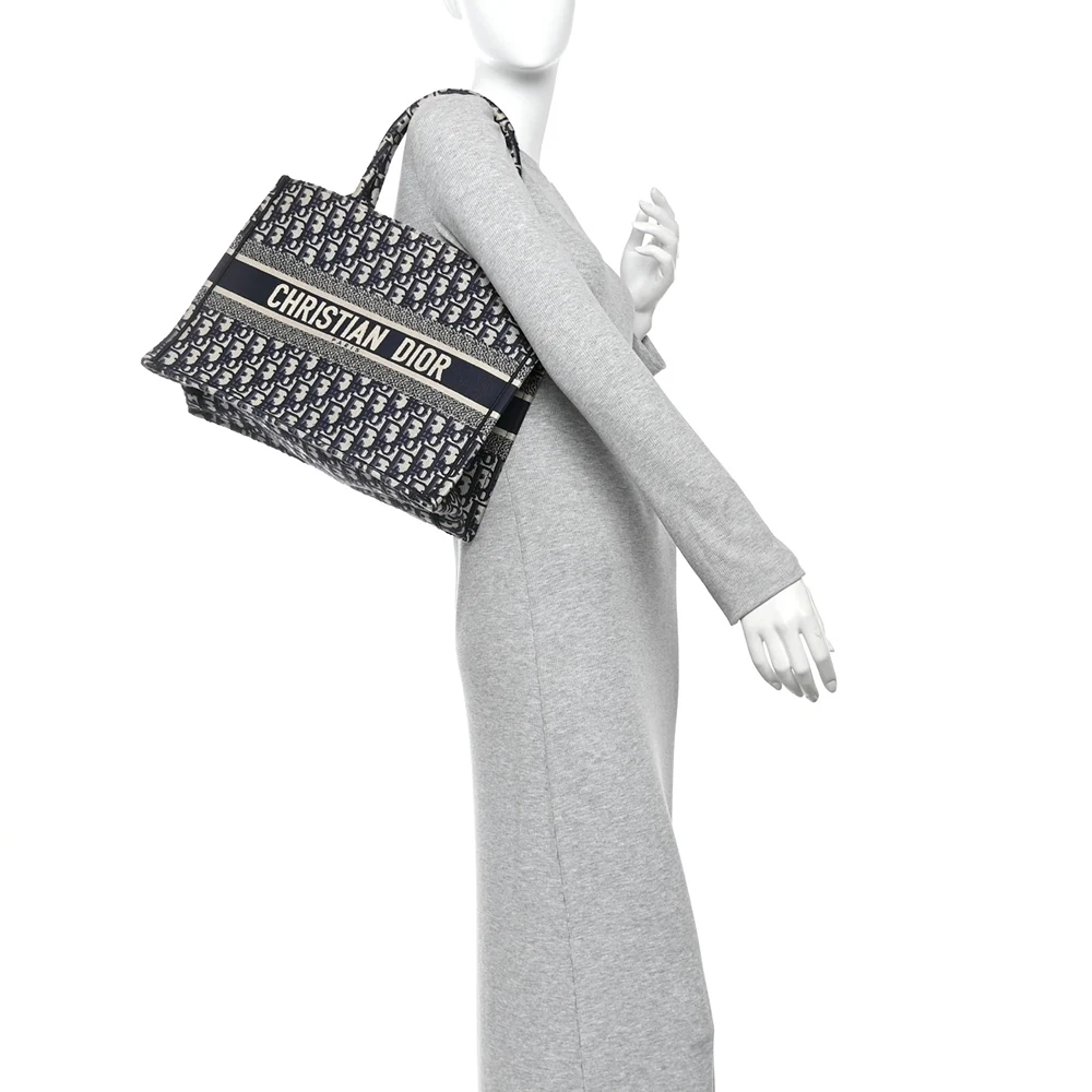 Christian Dior Oblique Medium Book Tote Blue Multicolor