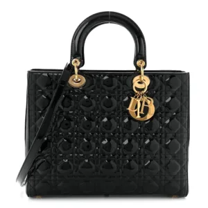 Christian Dior – Patent Cannage Large Lady Dior – Black