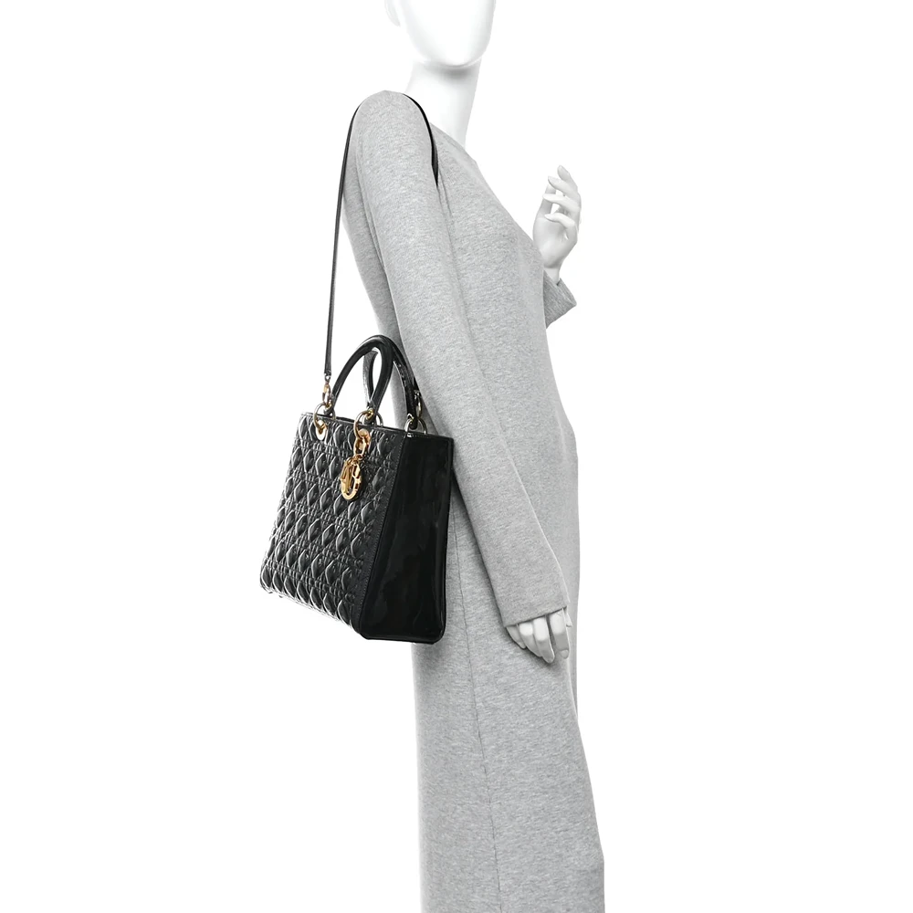 Christian Dior – Patent Cannage Large Lady Dior – Black