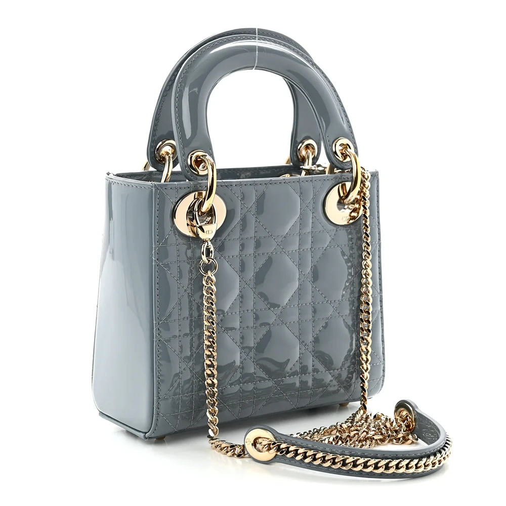Christian Dior – Patent Cannage Mini Lady Dior – Light Blue