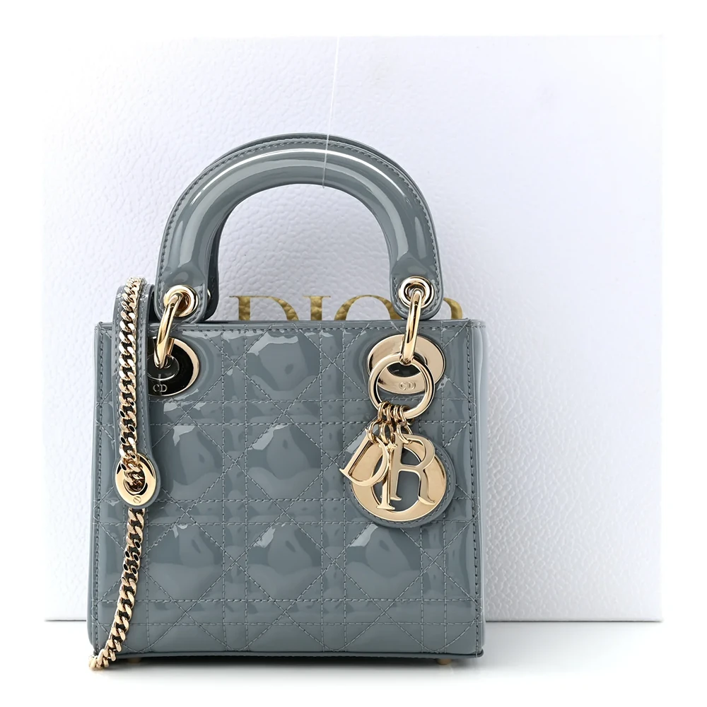 Christian Dior – Patent Cannage Mini Lady Dior – Light Blue