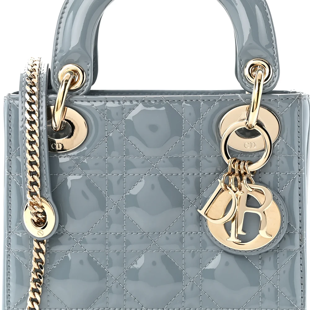 Christian Dior – Patent Cannage Mini Lady Dior – Light Blue