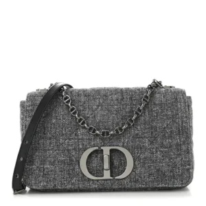 Christian Dior Tweed Macrocannage Medium Caro Bag Black
