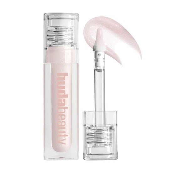 HUDA BEAUTY – Faux Filler Icy Nude Shiny Non-Sticky Lip Gloss – She Glitzy