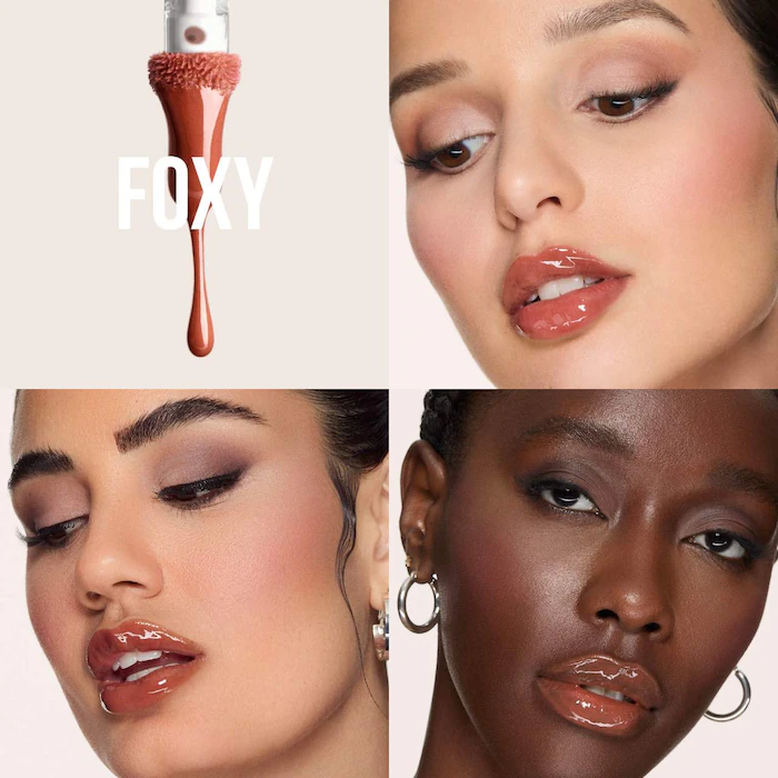 HUDA BEAUTY – Faux Filler Shiny Non-Sticky Lip Gloss – Foxy – Caramel Brown