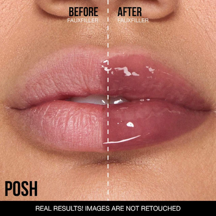 HUDA BEAUTY – Faux Filler Shiny Non-Sticky Lip Gloss – Posh – Deep Rose