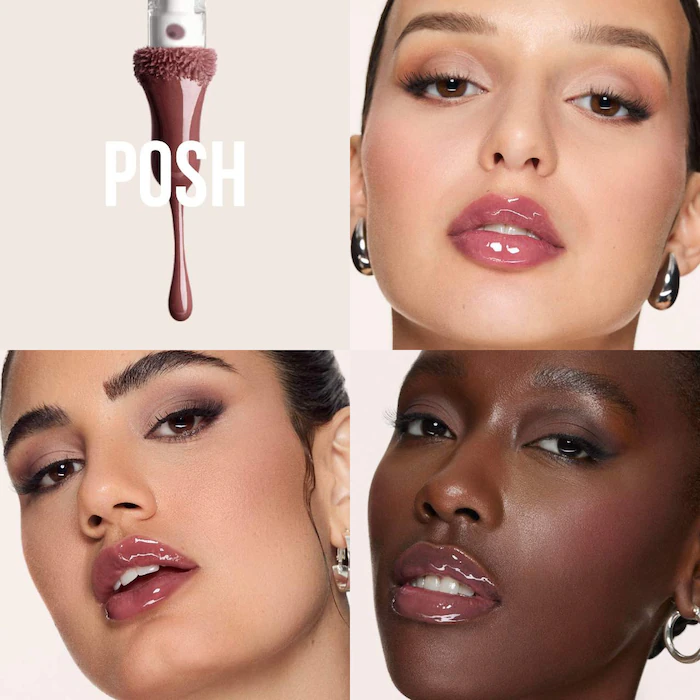 HUDA BEAUTY – Faux Filler Shiny Non-Sticky Lip Gloss – Posh – Deep Rose