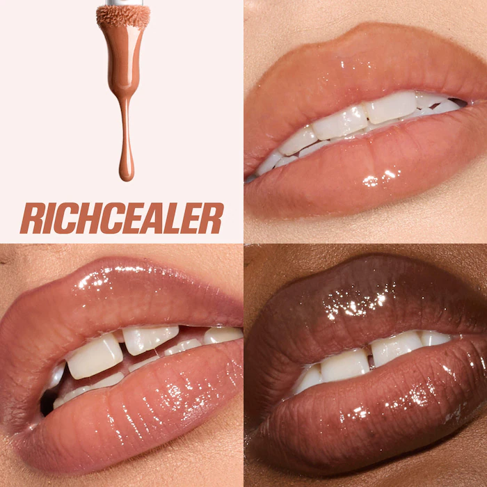 HUDA BEAUTY – Faux Filler Shiny Non-Sticky Lip Gloss – RichCealer – Toffee Brown