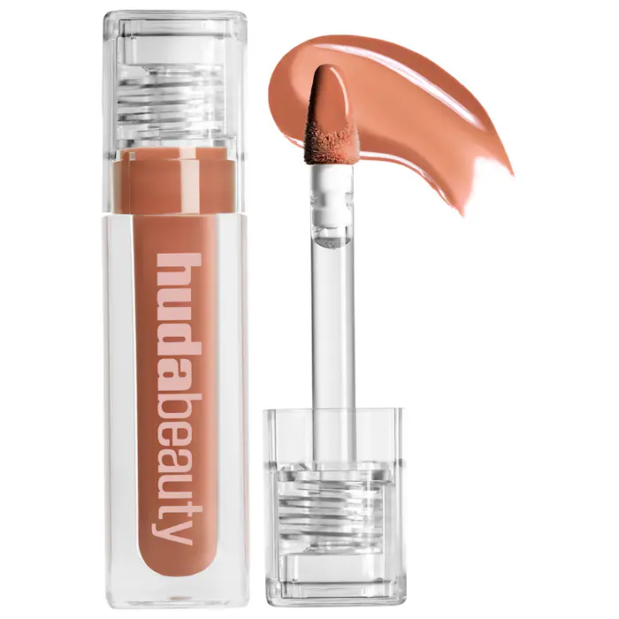HUDA BEAUTY – Faux Filler Shiny Non-Sticky Lip Gloss – RichCealer – Toffee Brown