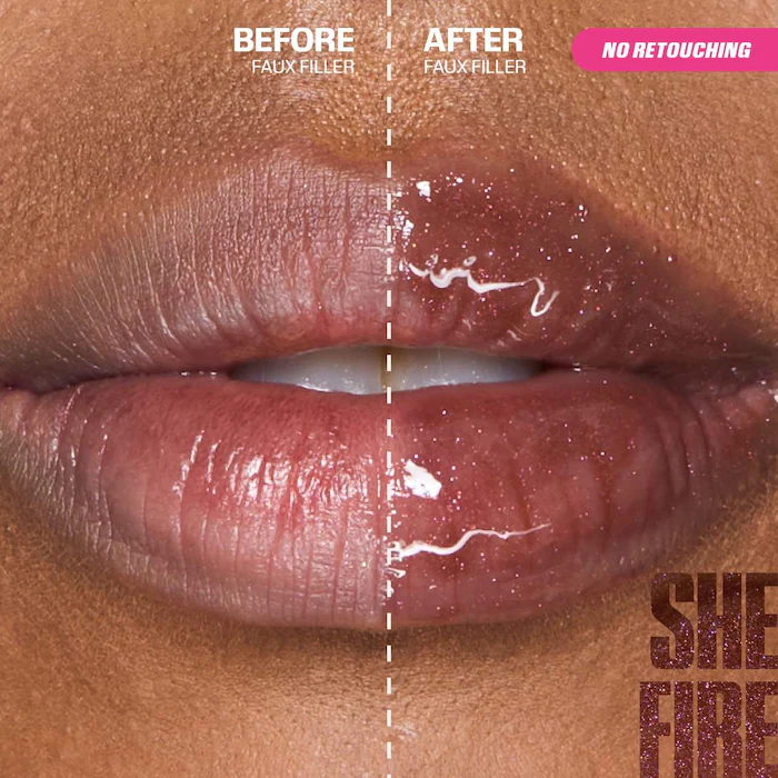 HUDA BEAUTY – Faux Filler Shiny Non-Sticky Lip Gloss – She Fire