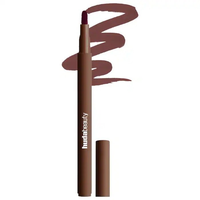 HUDA BEAUTY – Lip Contour Lip Stain for 12-Hour Wear – Rich Brown