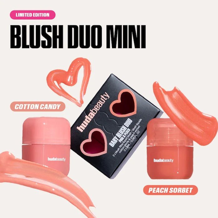 HUDA BEAUTY – Mini Baby Blush Duo Set – Cotton Candy & Peach Sorbet