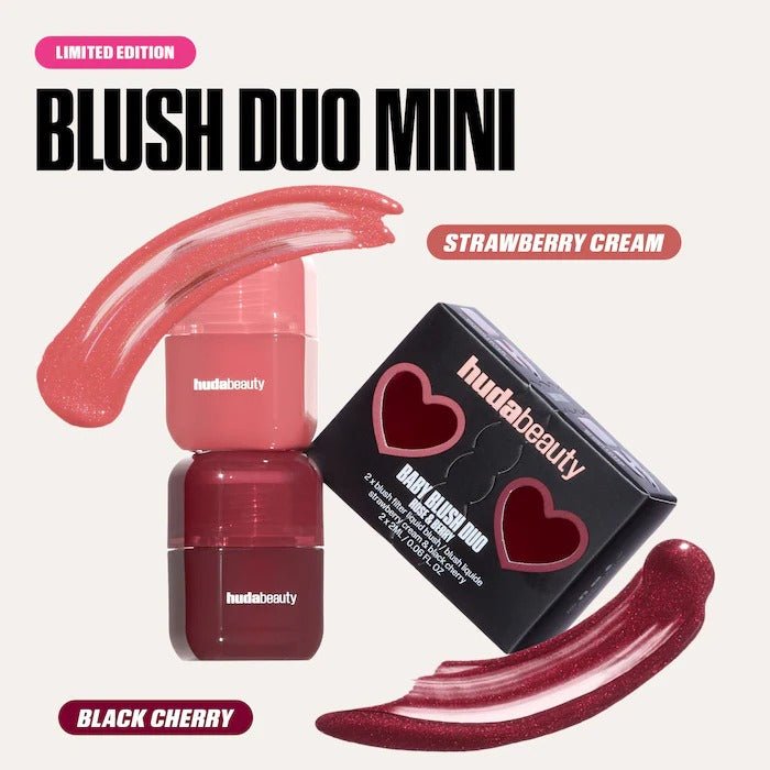 HUDA BEAUTY – Mini Baby Blush Duo Set – Strawberry Cream & Black Cherry