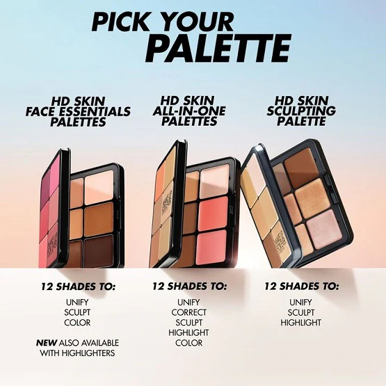 MAKE UP FOR EVER – HD Skin Face Essentials Palette with Highlighter – Light to Medium