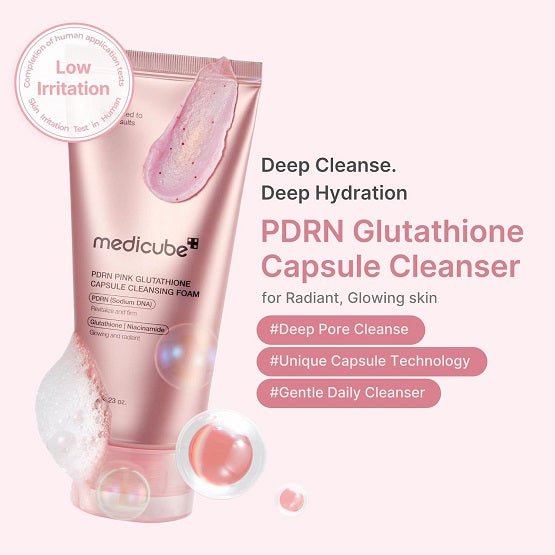 MEDICUBE – PDRN Pink Glutathione Capsule Cleansing Foam – 120G