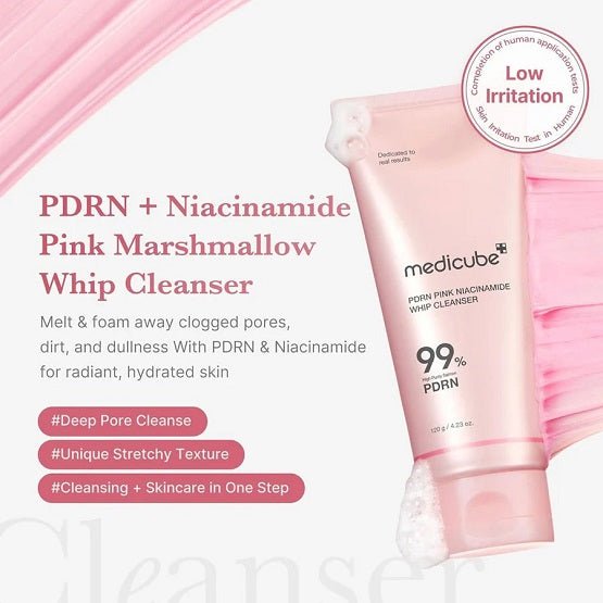 MEDICUBE – PDRN Pink Niacinamide Whip Cleanser – 120G