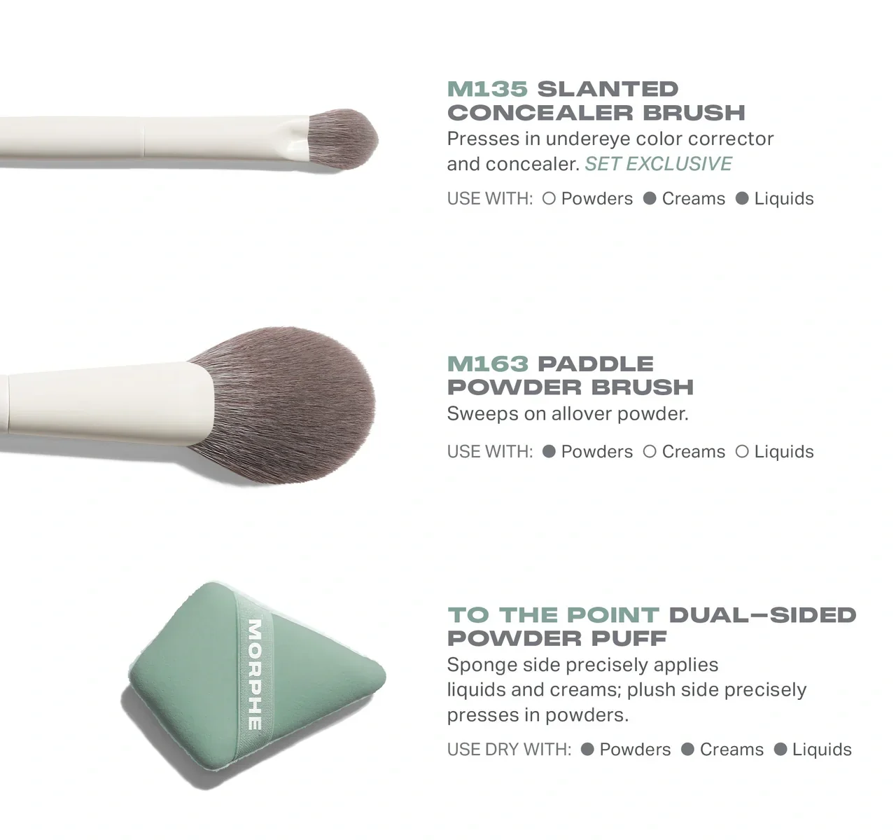 Morphe Conceal & Set Tool Trio Brush & Sponge Set