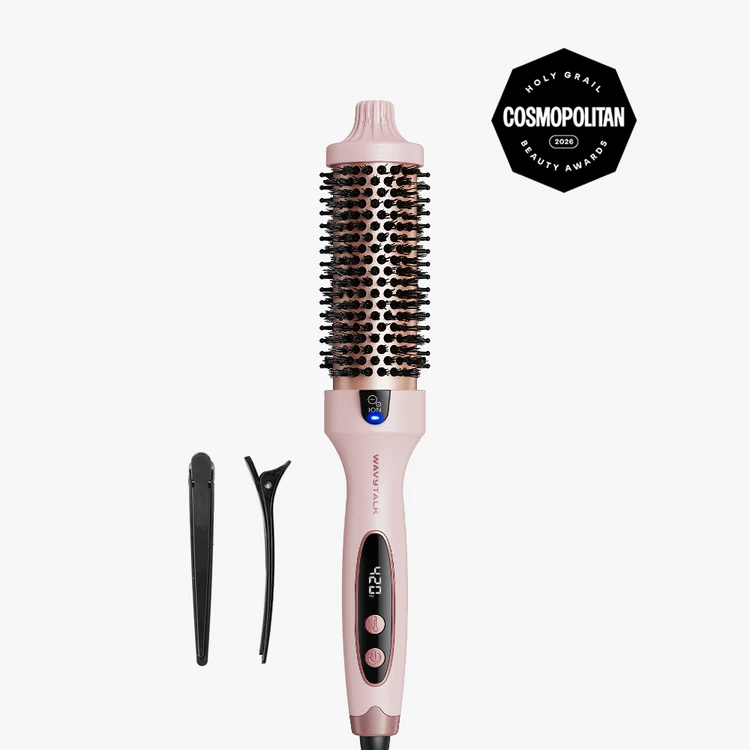 Wavytalk Blowout Boost 1.5-Inch Iconic Thermal Round Brush – Ionic Heated Styling Brush for Salon Blowouts (Pink)