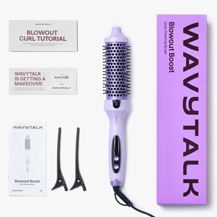 Wavytalk Blowout Boost 1.5-Inch Iconic Thermal Round Brush – Ionic Heated Styling Brush for Salon Blowouts (Purple)