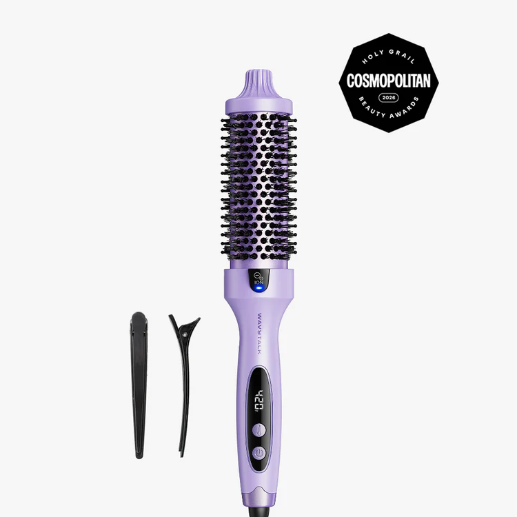 Wavytalk Blowout Boost 1.5-Inch Iconic Thermal Round Brush – Ionic Heated Styling Brush for Salon Blowouts (Purple)