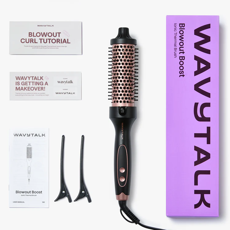 Wavytalk Blowout Boost 1.5-Inch Iconic Thermal Round Brush – Ionic Heated Styling Brush for Salon Blowouts (Rose Gold)
