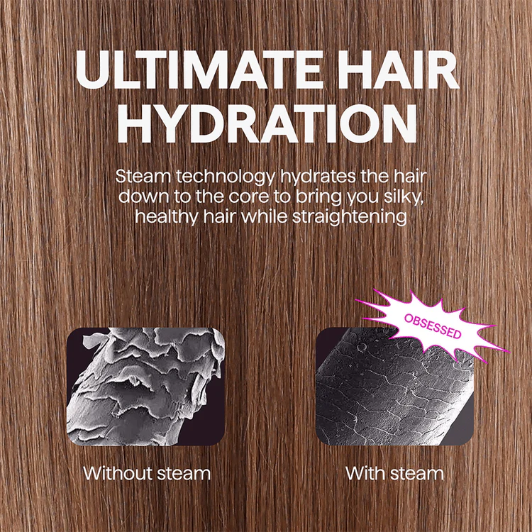 Wavytalk Steamline Pro Steam Straightener Brush -Clean White- Professional Ionic Thermal Brush with Nano-Mist Hydro-Infusion