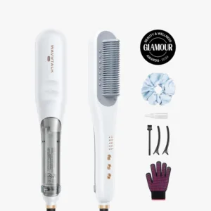 Wavytalk Steamline Pro Steam Straightener Brush -Clean White- Professional Ionic Thermal Brush with Nano-Mist Hydro-Infusion